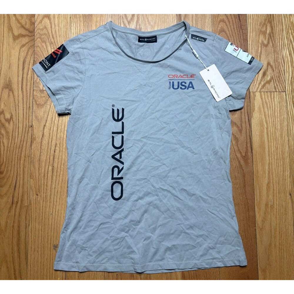 Sail Racing Oracle Team USA T Shirt Womens XL White Americas Cup Defender Cotton